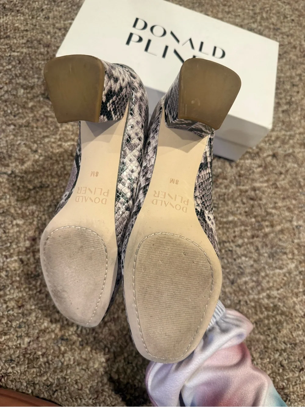 Donald J. Pliner Women's Snakeskin Print Ballet Flats in Light Pink/Black